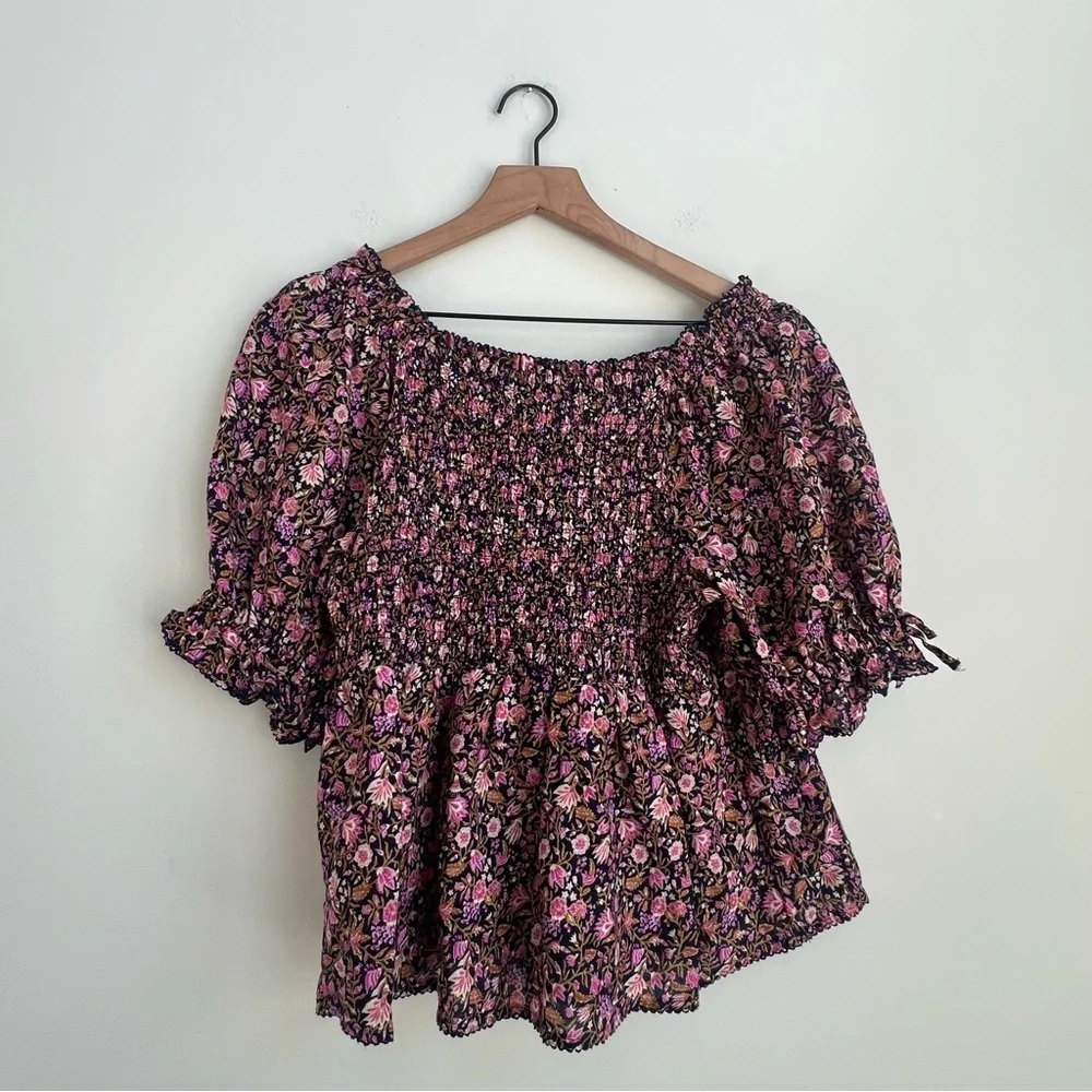 New Old Navy Square Neck Babydoll Top Puff Sleeve Floral CottageCore Peasant MD